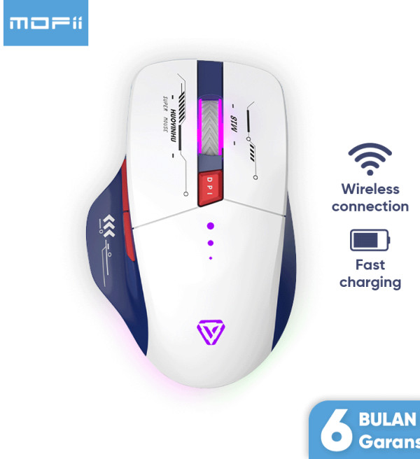 MOFii Mouse Wireless Gaming Rechargeable Baterai Type-C Fast Charging 1600DPI RGB Light P6