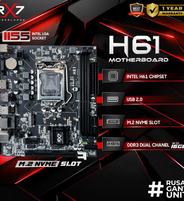 Motherboard RX7 H61 LGA 1155 DDR3 H61 Mainboard Support Nvme