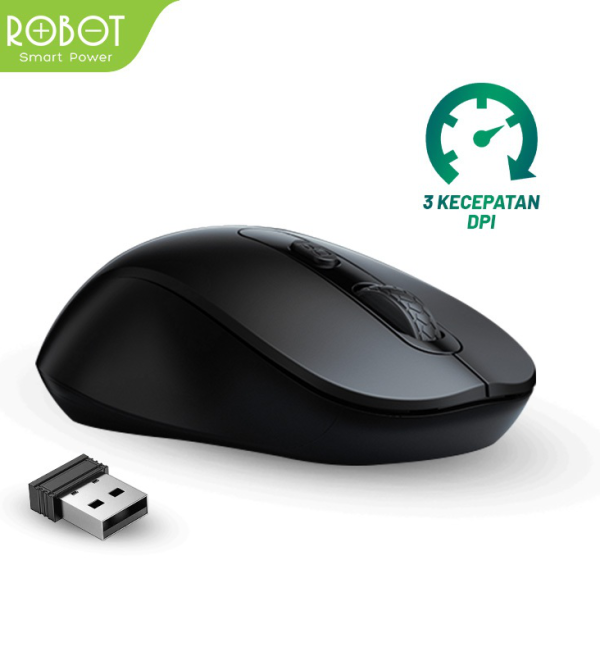 Mouse Wireless ROBOT M206 2.4GHz Optical 1600DPI untuk PC Laptop Original - Garansi 1 Tahun