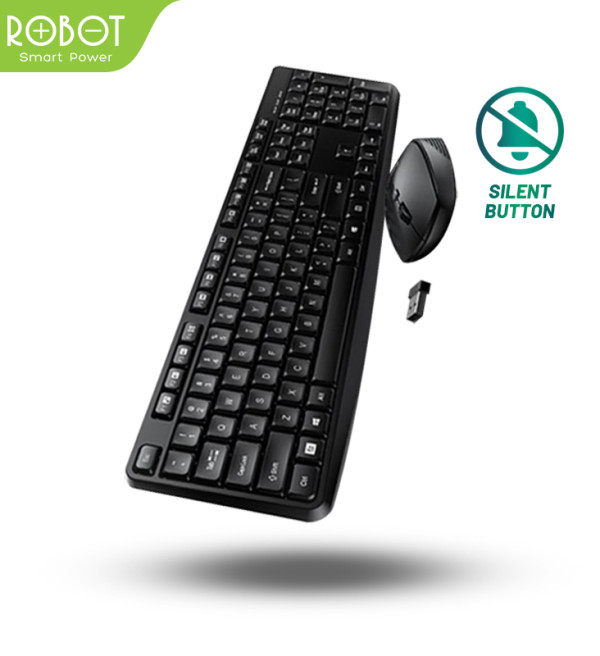 ROBOT Portable Mini Wireless Set Combo Keyboard and Mouse KM3100 Original Garansi 1 Tahun