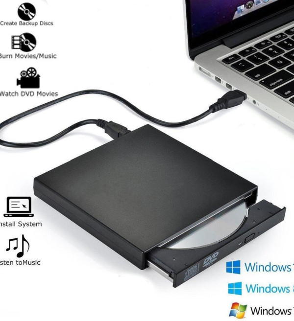 USB DVD CD ROM RW R External ROM RW Slim Portable Laptop Optical Drive Media Device Storage Disc Windows