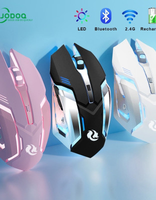 GOOJODOQ Gaming Mouse Rechargeable Wireless Mouse - 2.4Ghz 1600 DPI dengan LED Otomatis